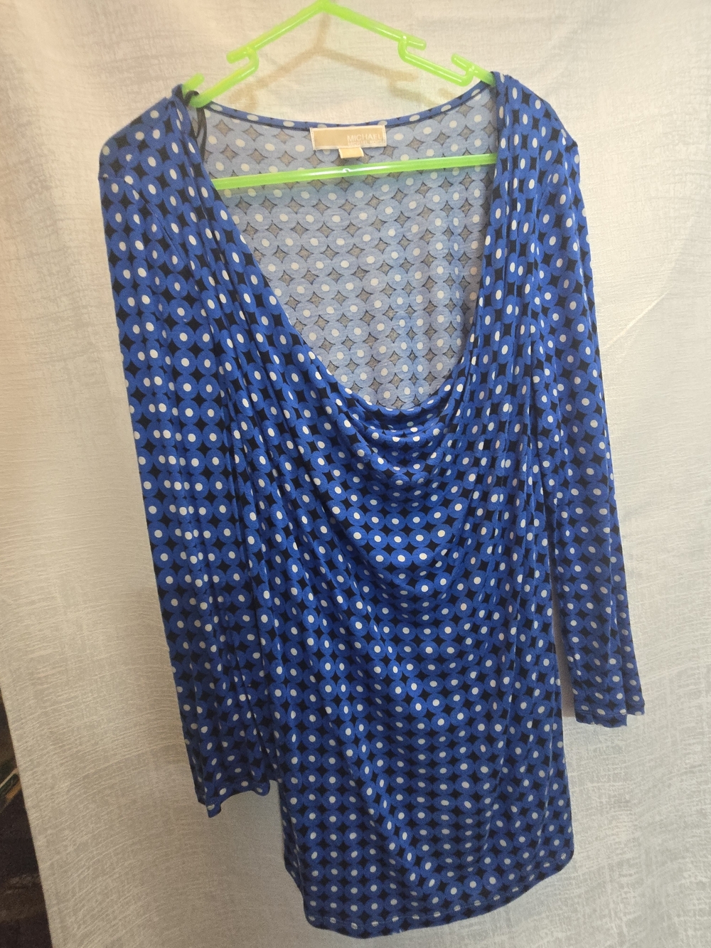 Blue Geometric Drape Neck Women’s Top
